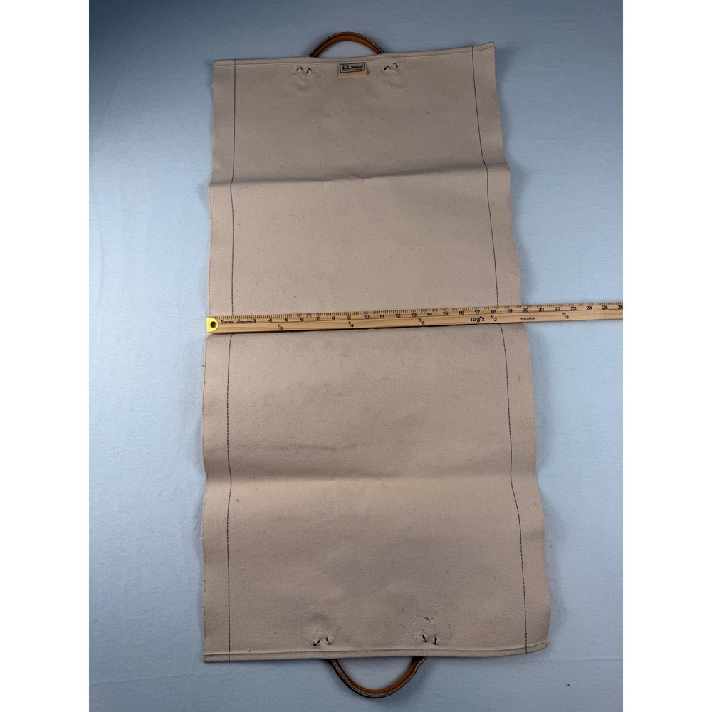 LL Bean Vintage Canvas Log Carrier Firewood Tote Leather Cream Made in USA - Picture 9 of 9